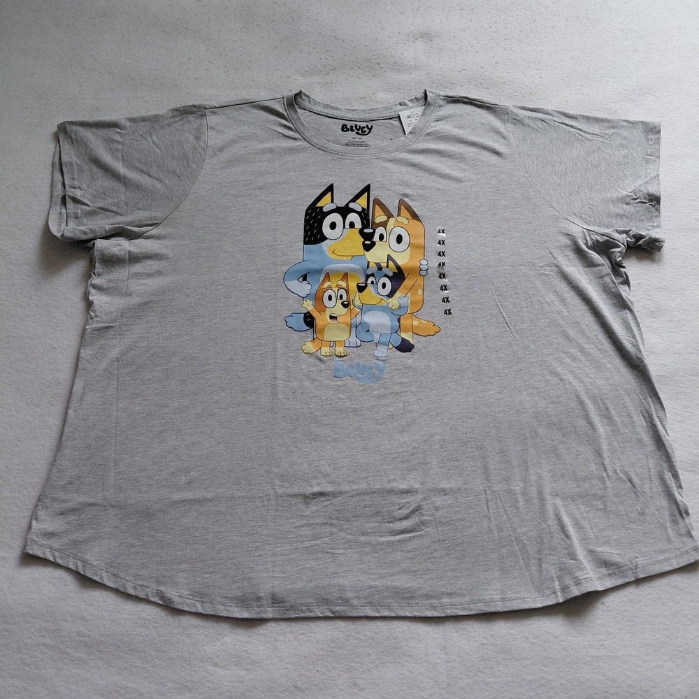 Bluey Graphic Tee Womens Plus 4X Family Characters Bingo Gray Kohls Shirt NWT